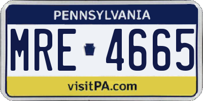 PA license plate MRE4665