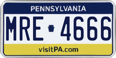 PA license plate MRE4666
