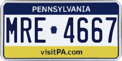 PA license plate MRE4667