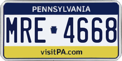 PA license plate MRE4668