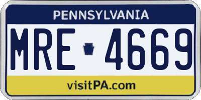 PA license plate MRE4669