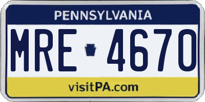PA license plate MRE4670