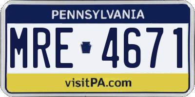 PA license plate MRE4671