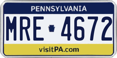 PA license plate MRE4672