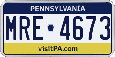 PA license plate MRE4673