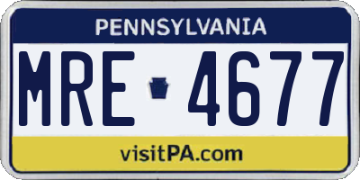 PA license plate MRE4677