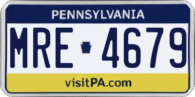 PA license plate MRE4679