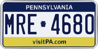PA license plate MRE4680