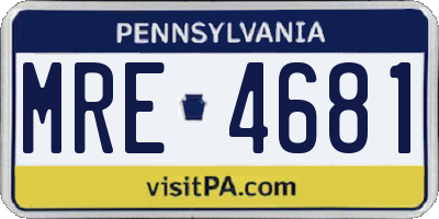 PA license plate MRE4681