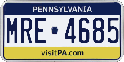 PA license plate MRE4685
