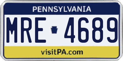 PA license plate MRE4689