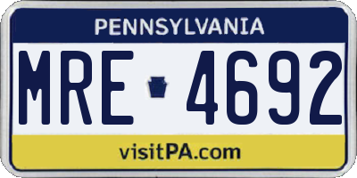 PA license plate MRE4692