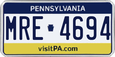 PA license plate MRE4694