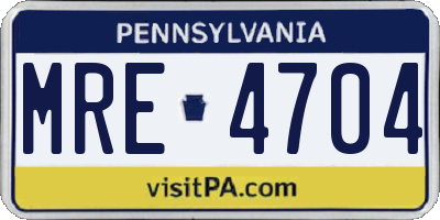 PA license plate MRE4704