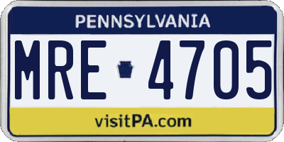 PA license plate MRE4705