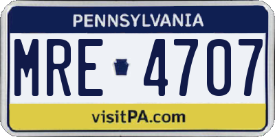 PA license plate MRE4707