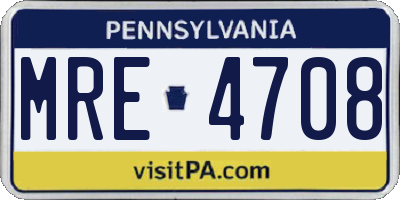 PA license plate MRE4708