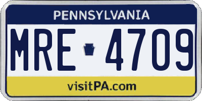 PA license plate MRE4709