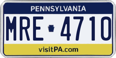 PA license plate MRE4710