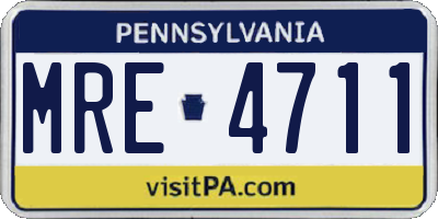 PA license plate MRE4711