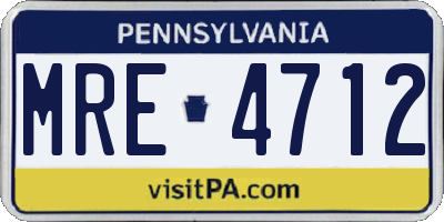 PA license plate MRE4712