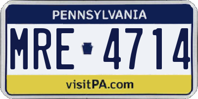 PA license plate MRE4714