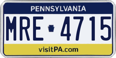 PA license plate MRE4715