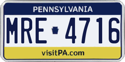 PA license plate MRE4716