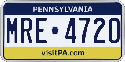 PA license plate MRE4720