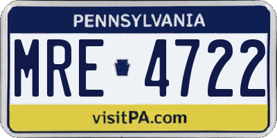 PA license plate MRE4722