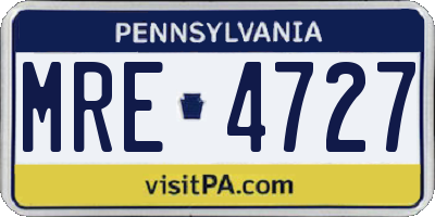 PA license plate MRE4727