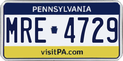 PA license plate MRE4729