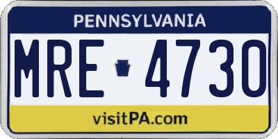 PA license plate MRE4730