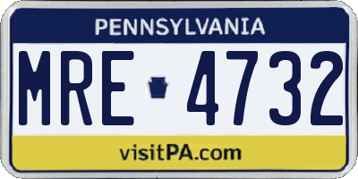 PA license plate MRE4732