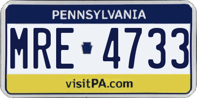 PA license plate MRE4733