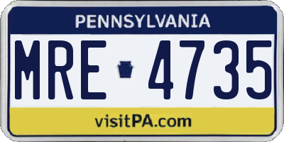 PA license plate MRE4735