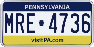 PA license plate MRE4736