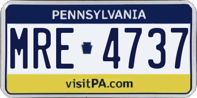 PA license plate MRE4737