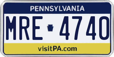 PA license plate MRE4740