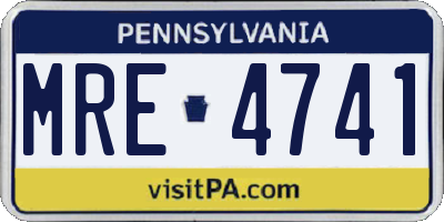 PA license plate MRE4741