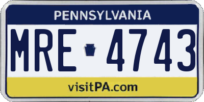 PA license plate MRE4743