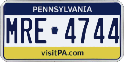 PA license plate MRE4744