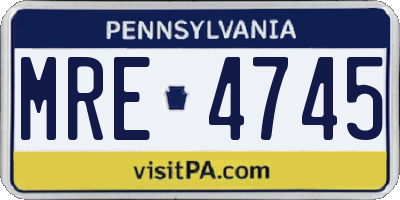PA license plate MRE4745