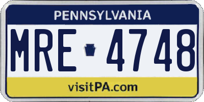PA license plate MRE4748