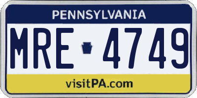 PA license plate MRE4749