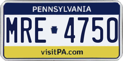 PA license plate MRE4750