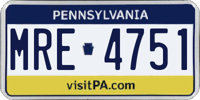 PA license plate MRE4751