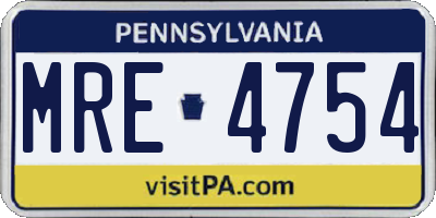 PA license plate MRE4754