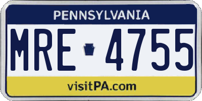 PA license plate MRE4755
