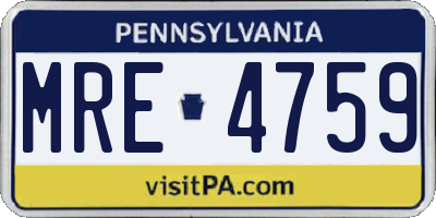 PA license plate MRE4759